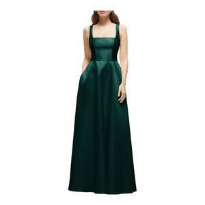 Dessy Collection Sleeveless Satin Gown dress green size 18